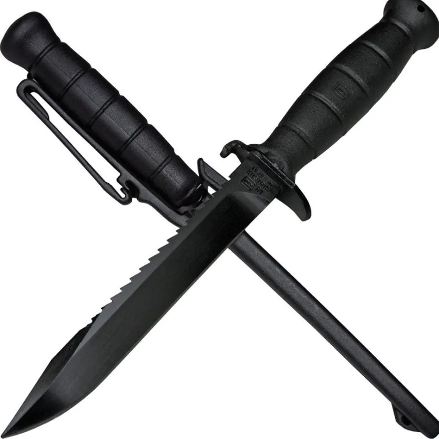 Glock Feldmesser Jagdmesser Outdoormesser schwarz mit Säge mit Polymergriff