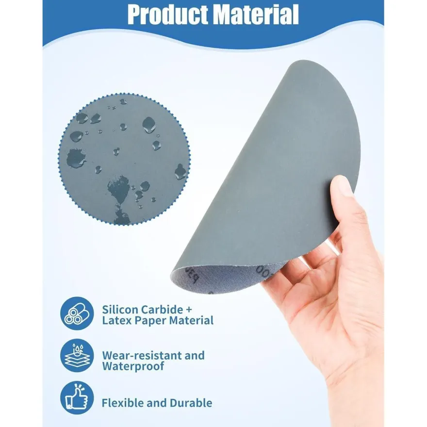 Gmozkrn Schleifpapier 180mm Klett, 20 Stück, 1000-3000 Körnung für Nass/Trocken