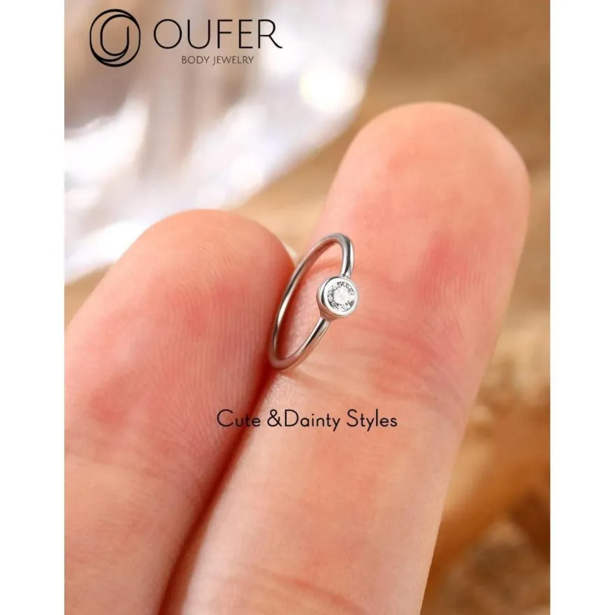 20G Nasenpiercing Silber 925 CZ Nase Stud Ring Hoop nostril piercing OUFER