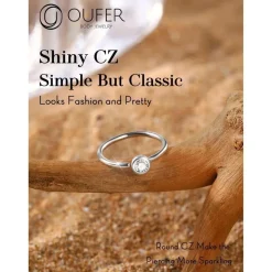 20G Nasenpiercing Silber 925 CZ Nase Stud Ring Hoop nostril piercing OUFER