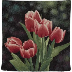 Gobelin Kissenbezug Frühling 45x45 Kissenbezug Kissen Tulpen Rot Made in Germany