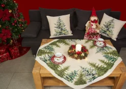 Gobelin Tischdecke Tischläufer Kissenhülle Weihnachten Wald Baum Made in Germany