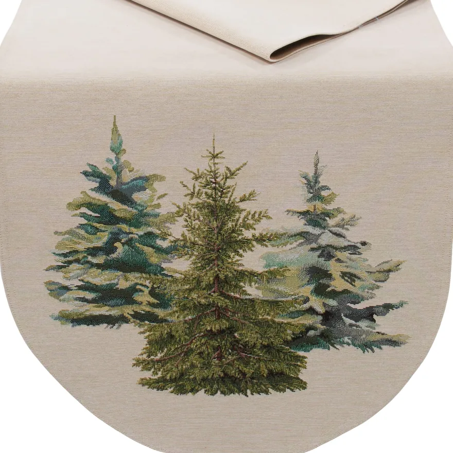 Gobelin Tischdecke Tischläufer Kissenhülle Weihnachten Wald Baum Made in Germany