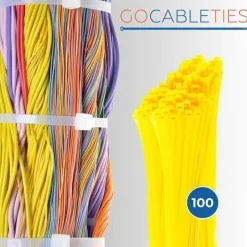 Gocableties Kabelbinder Gelb, 100 Stück, 100 mm x 2,5 mm, 8,1 kg Zugfestigkeit