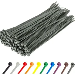 Gocableties Kabelbinder 100 Stück, 200 mm x 4,8 mm, Silber/Grau, UV Beständig