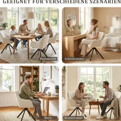 Goeurvant Drehbare Esszimmerstühle 6er Set mit Armlehnen, 360° Drehfunktion