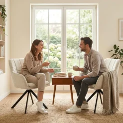 Goeurvant Drehbare Esszimmerstühle 6er Set mit Armlehnen, 360° Drehfunktion