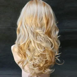 Goldene Blonde Lange Gewellte Cosplay Perücke für Damen - Volles Haar mit Pony