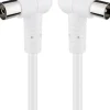 Goobay Gewinkeltes Antennenkabel (80 dB), 2x geschirmt, 3.5 m, Weiß - Koax-Stecker