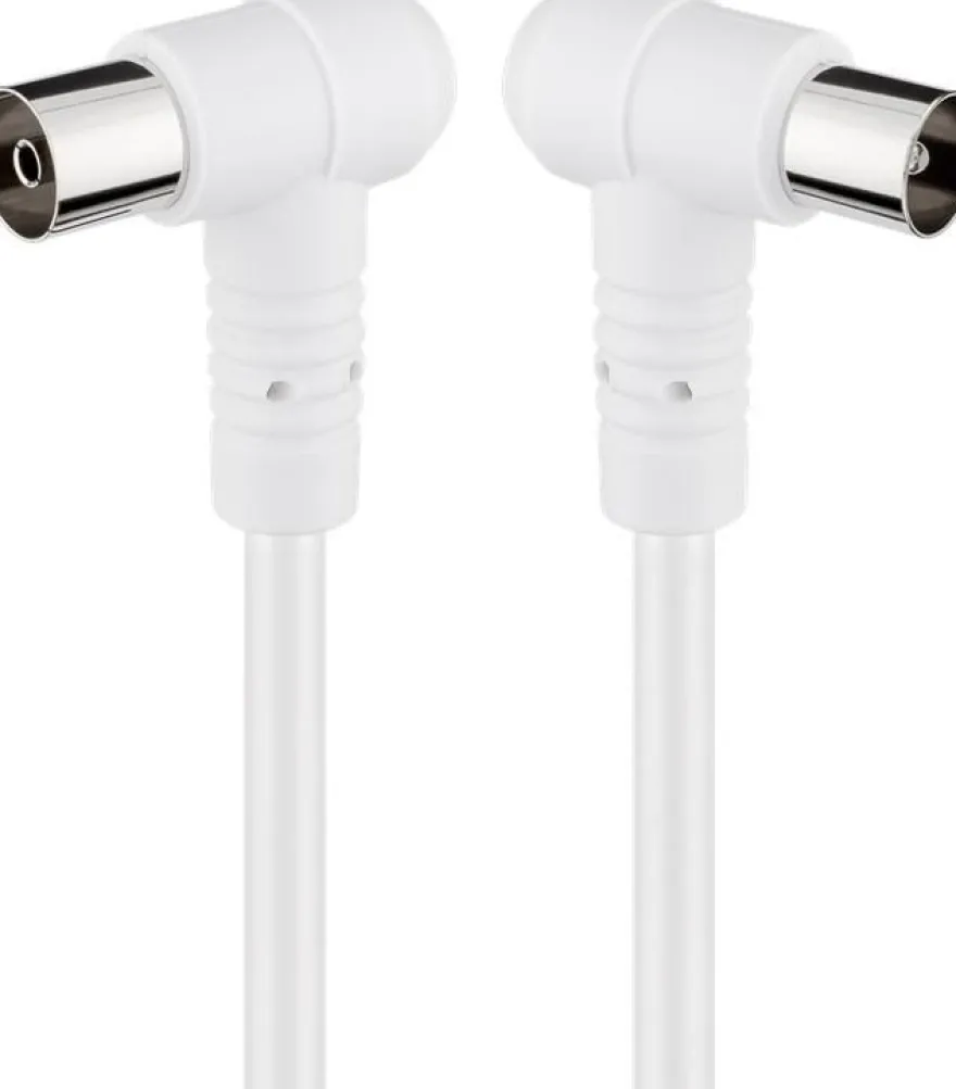 Goobay Gewinkeltes Antennenkabel (80 dB), 2x geschirmt, 3.5 m, Weiß - Koax-Stecker