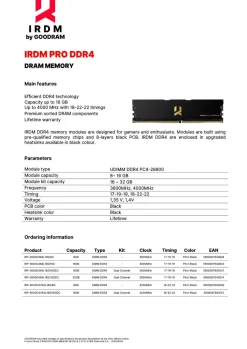 Goodram Arbeitsspeicher IRDM PRO DDR4 DIMM 8GB bis 32GB Black-Edition