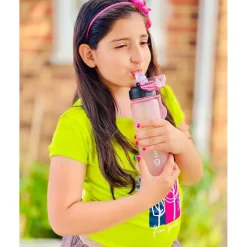GOPPUS Kinder Trinkflasche 500ml mit Strohhalm, Zeitmarkierungen, BPA-frei