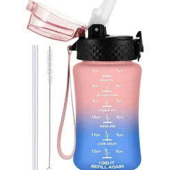 GOPPUS Kinder Trinkflasche 350ml mit Strohhalm, BPA-frei, auslaufsicher, mit