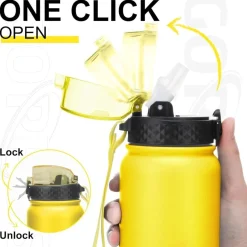 GOPPUS 1L Thermosflasche mit Strohhalm, doppelwandig Edelstahl, auslaufsicher