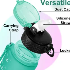 GOPPUS 500ml Kinder Trinkflasche Auslaufsicher mit Strohhalm, BPA-Frei, Grün