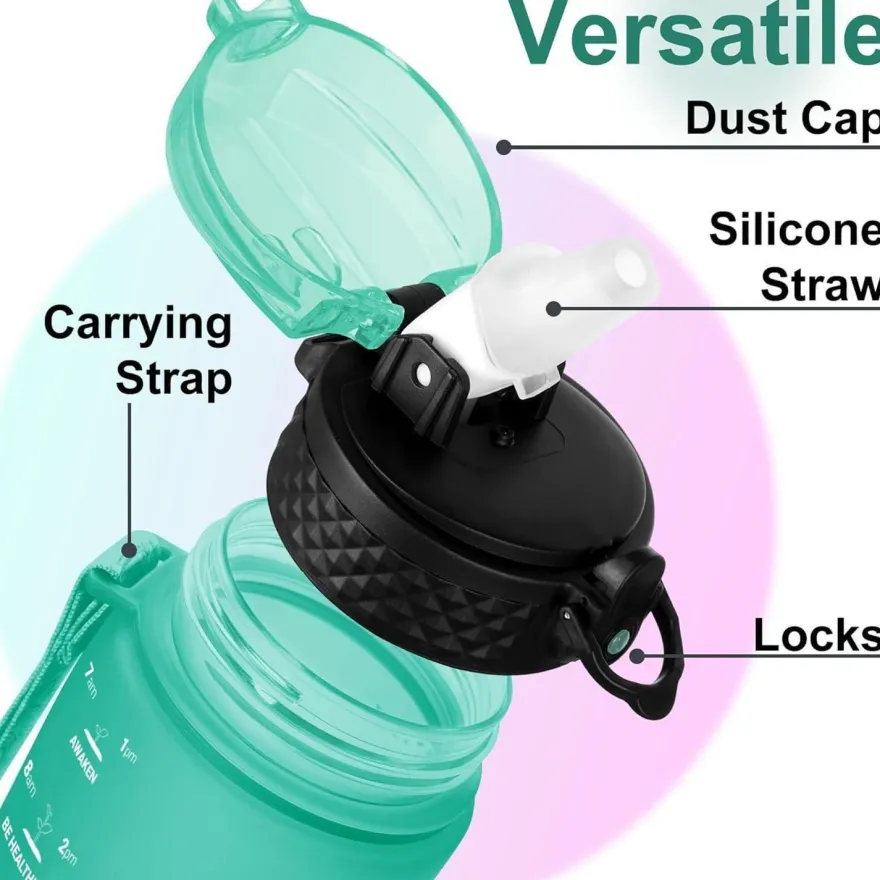 GOPPUS 500ml Kinder Trinkflasche Auslaufsicher mit Strohhalm, BPA-Frei, Grün