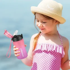 GOPPUS 350ml Kinder Trinkflasche mit Strohhalm, auslaufsicher, BPA-frei, mit