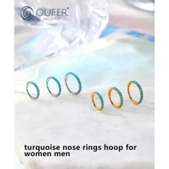 20G OUFER Chirurgenstahl Türkis Gold Nasenring 6/7/8mm Clicker Nose Hoop