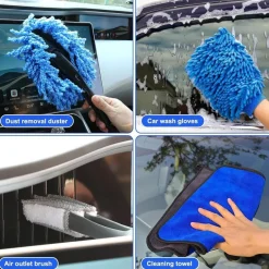 Goyoxoky 27-teiliges Autoreinigungsset für Innen und Außen, Auto Pflege Set