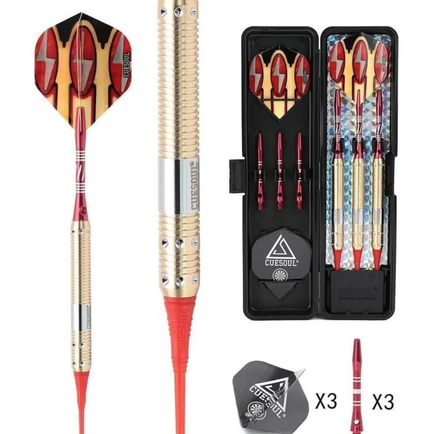 16 Gramm Cuesoul Soft Tip Darts Set mit Slim Case - 2 Dart Sets & 3 Barrel