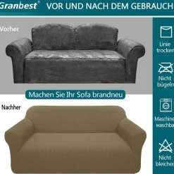 Granbest High Stretch Sofabezug Khakigrün 1-Sitzer - Moderner Jacquard
