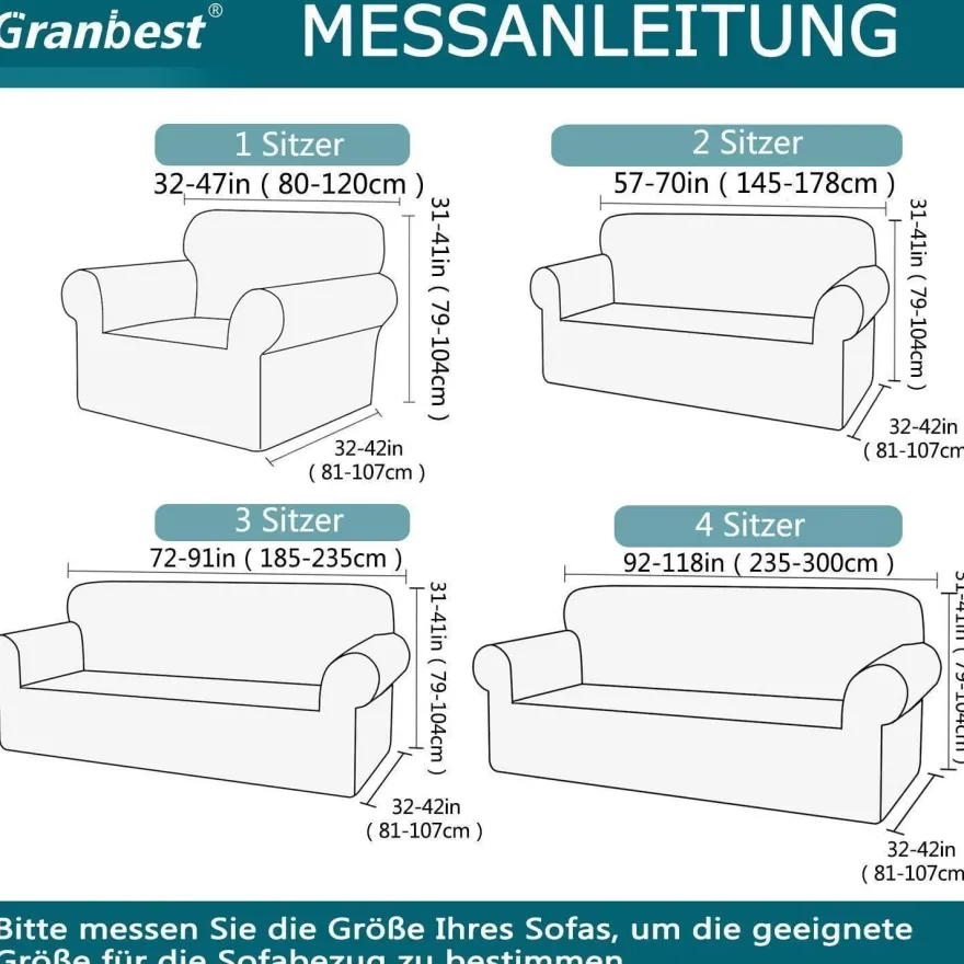 Granbest High Stretch Sofabezug Khakigrün 1-Sitzer - Moderner Jacquard