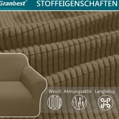 Granbest High Stretch Sofabezug Khakigrün 1-Sitzer - Moderner Jacquard
