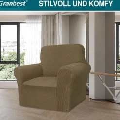 Granbest High Stretch Sofabezug Khakigrün 1-Sitzer - Moderner Jacquard