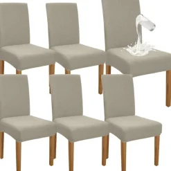 Granbest Premium Wasserdichte Esszimmerstuhlbezüge (6er Set, Sand) - Elastische