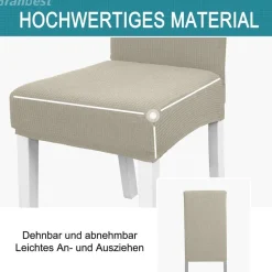 Granbest Premium Wasserdichte Esszimmerstuhlbezüge (6er Set, Sand) - Elastische