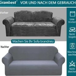 Granbest Stretch Wasserdichter Sofabezug, 1 Stück Jacquard Spandex Couchbezug