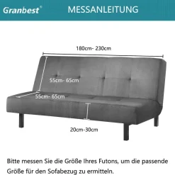 Granbest Wasserdichter Armloser Futonbezug, Hoher Stretch Sofaschutz für