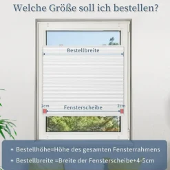 Grandekor Verdunklungsplissee Wabenplissee ohne Bohren Weiß-Weiß 85x120cm