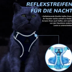 Grantop Verstellbares Katzengeschirr Ausbruchsicher mit Leine Set, Softgeschirr