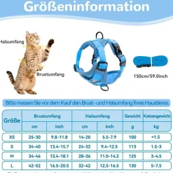 Grantop Verstellbares Katzengeschirr Ausbruchsicher mit Leine Set, Softgeschirr