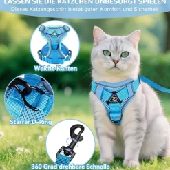 Grantop Verstellbares Katzengeschirr Ausbruchsicher mit Leine Set, Softgeschirr