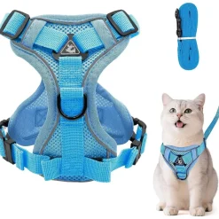 Grantop Verstellbares Katzengeschirr Ausbruchsicher mit Leine Set, Softgeschirr