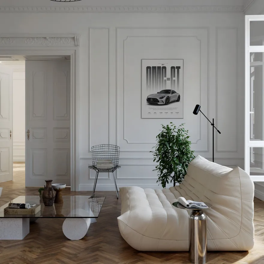 Grauer Sportwagen Poster · Geschenkidee · Luxus Coupé Wandbild · Deko Print o