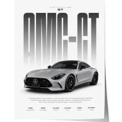 Grauer Sportwagen Poster · Geschenkidee · Luxus Coupé Wandbild · Deko Print o