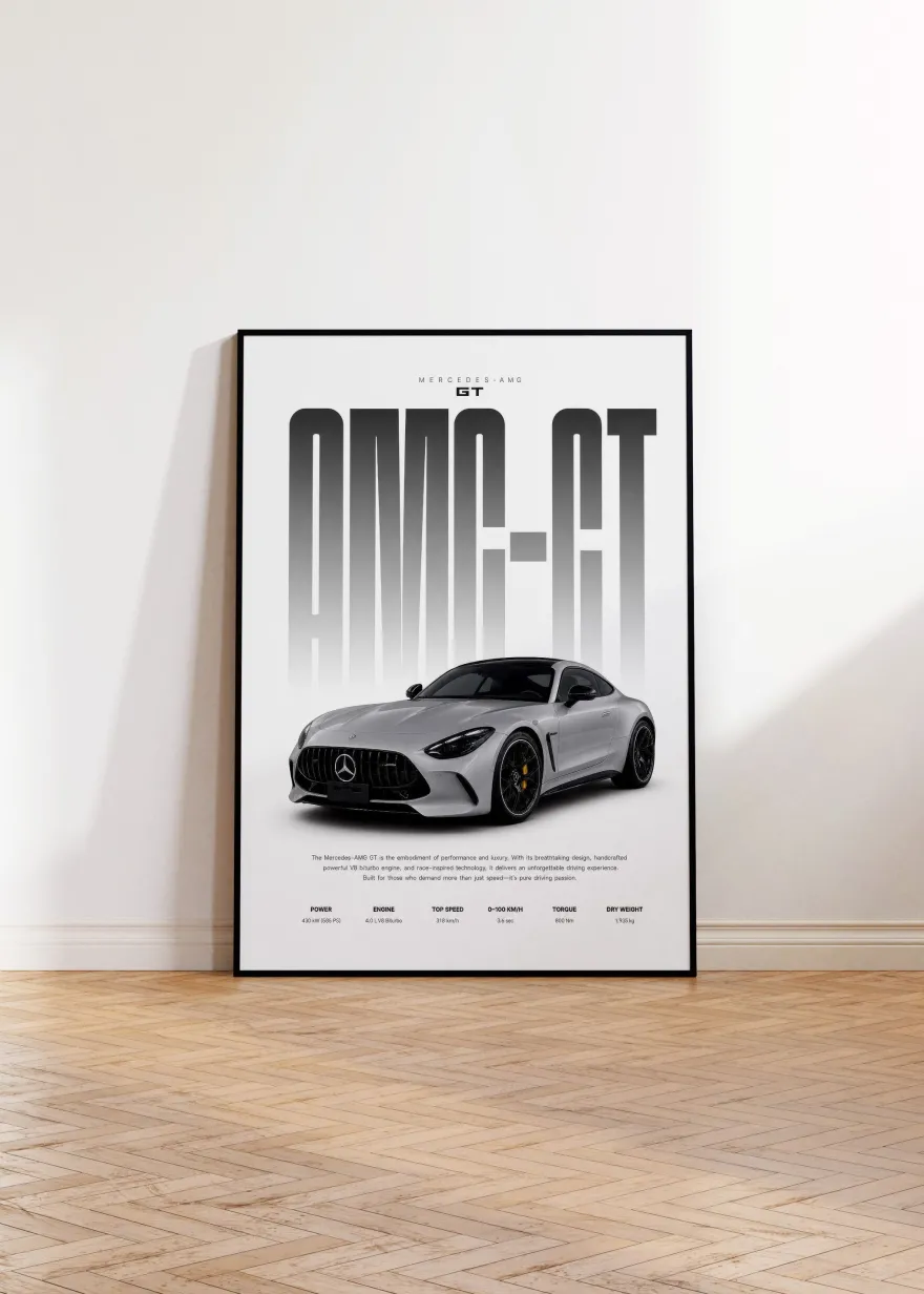 Grauer Sportwagen Poster · Geschenkidee · Luxus Coupé Wandbild · Deko Print o