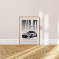 Grauer Sportwagen Poster · Geschenkidee · Luxus Coupé Wandbild · Deko Print o