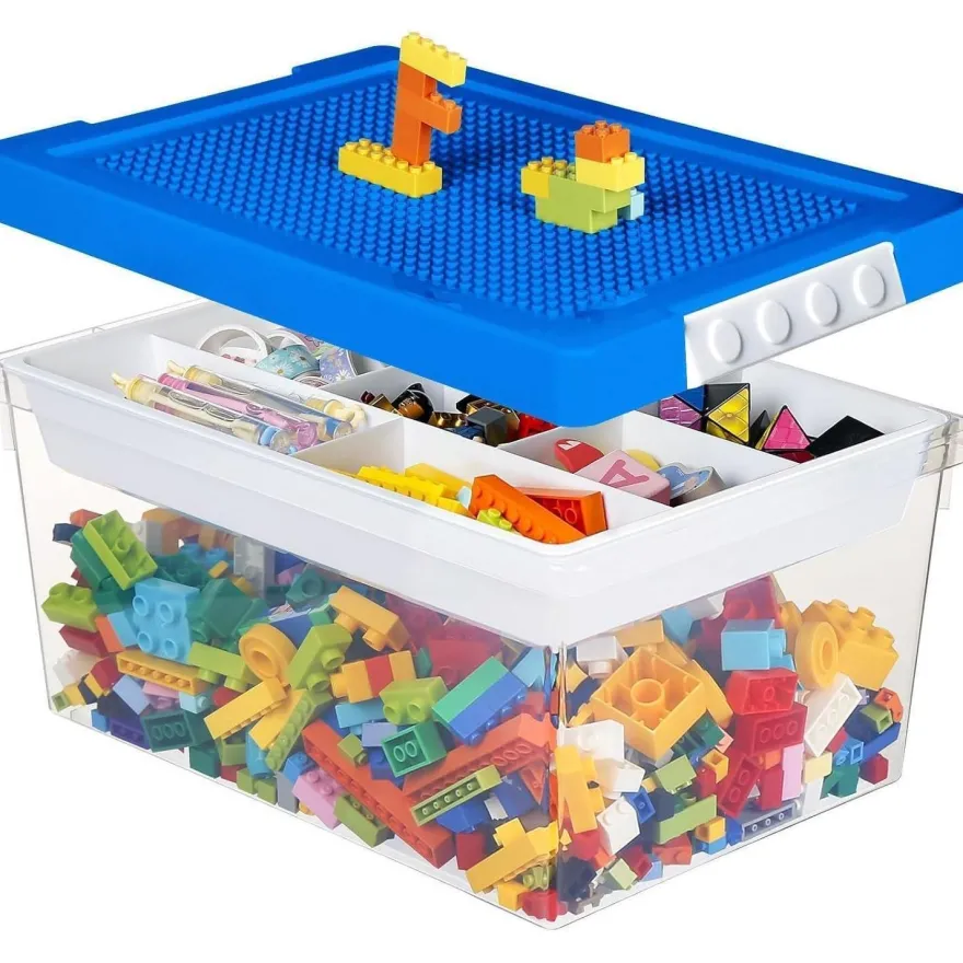 Greentainer Aufbewahrungsbox Spielzeug mit Deckel & Abnehmbares Tablett