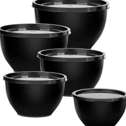 Greentainer 10-teiliges Salatschüssel Set mit Deckel aus Kunststoff, stapelbare