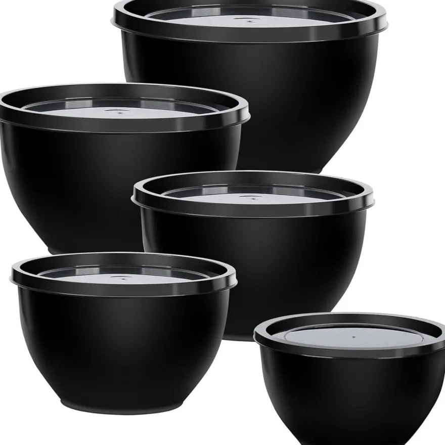 Greentainer 10-teiliges Salatschüssel Set mit Deckel aus Kunststoff, stapelbare