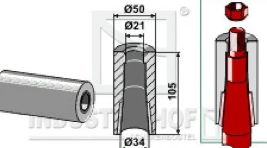 Greiferzinken gebogen 600mm M20x1.5mm Profil Vierkant 30/30