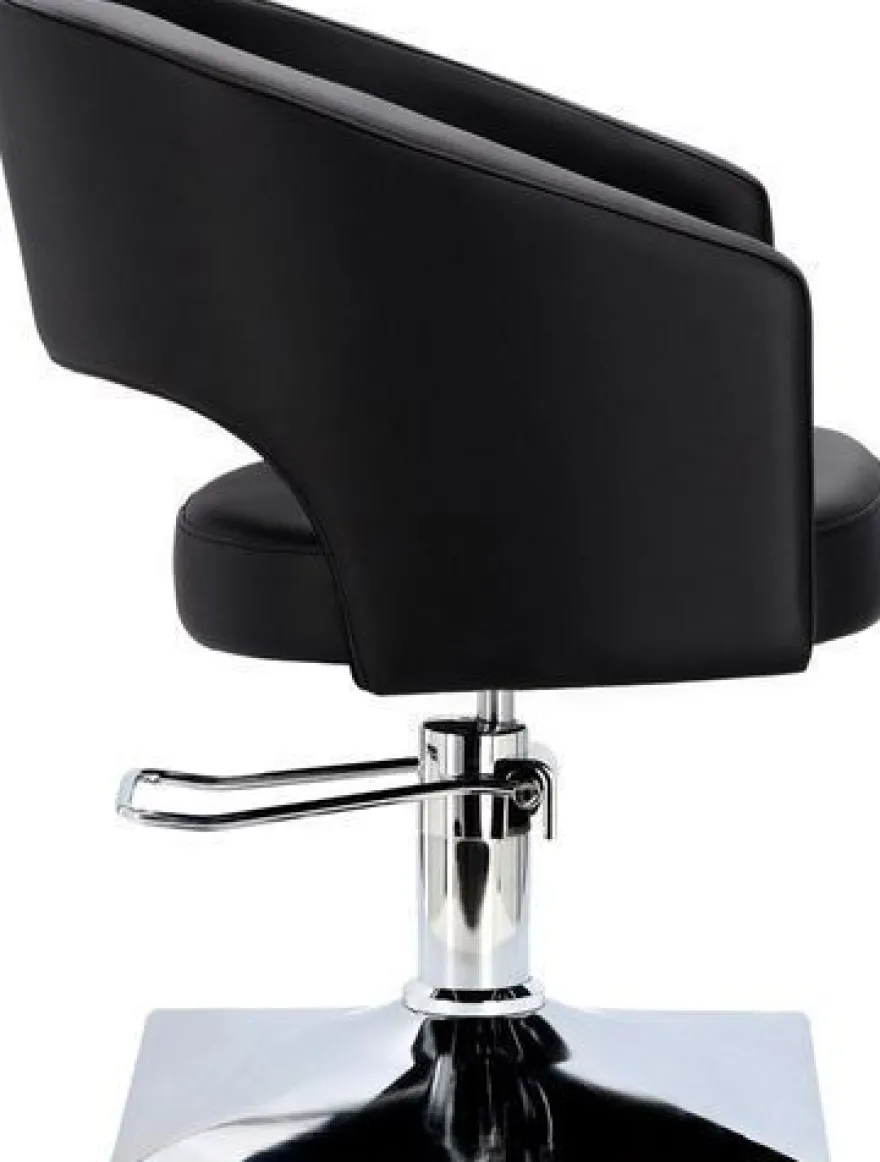 Greta Friseurstuhl mit Chromfußstütze, ergonomisch & stilvoll, schwarz