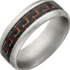 Gr. 64 - Herren Ring Edelstahl matt Carbon-Einlagen roten Effekten Herrenring