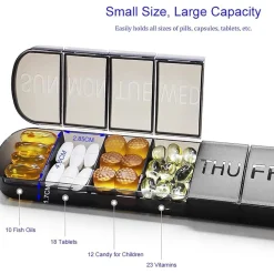 Große Pillendose 7 Tage Medikamenten Vitamine Lebertran Tablettenorganizer