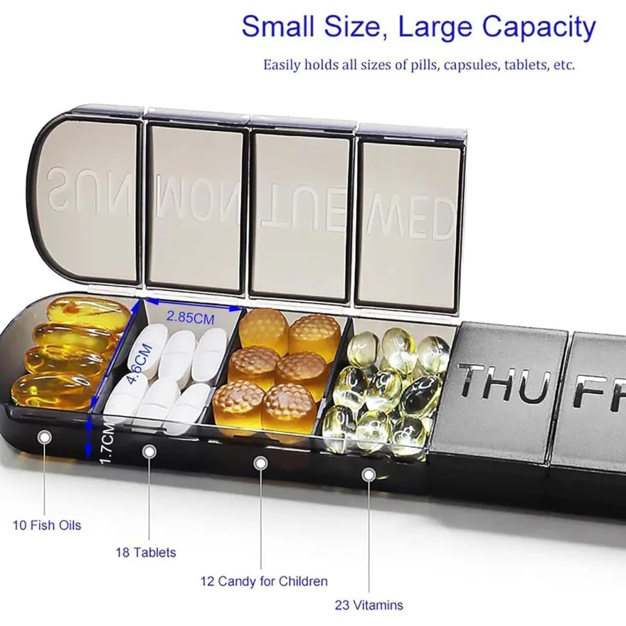Große Pillendose 7 Tage Medikamenten Vitamine Lebertran Tablettenorganizer
