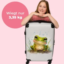 Großer Koffer - 90 Liter - Frosch - Grün - Aquarell - Tiere - Trolley - Reisekoffer